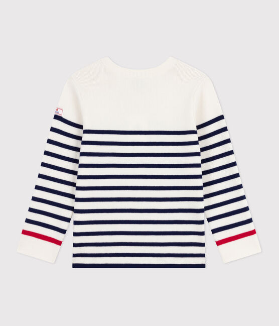 Pullover in misto lana e cotone a righe bambino blu MARSHMALLOW/ SOIR