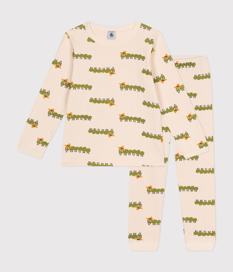 Pigiama fantasia animalier in cotone bambino ecru/multicolore