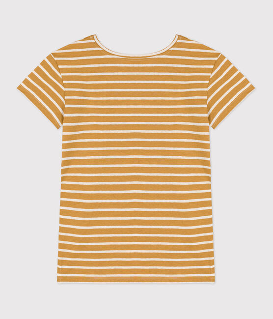 T-shirt TAGLIO REGULAR in cotone e lino Donna giallo ISTRE/bianco AVALANCHE