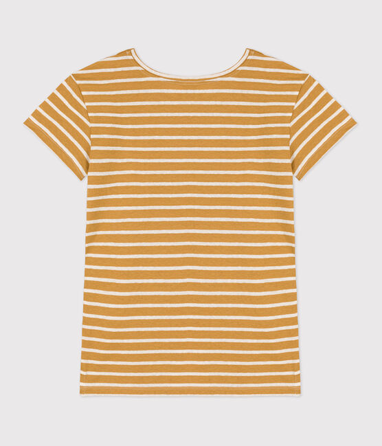 T-shirt TAGLIO REGULAR in cotone e lino Donna giallo ISTRE/bianco AVALANCHE