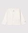 Cardigan bebè in costina 2x2 di cotone biologico bianco MARSHMALLOW