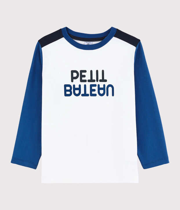 T-shirt in jersey bambino bianco/blu