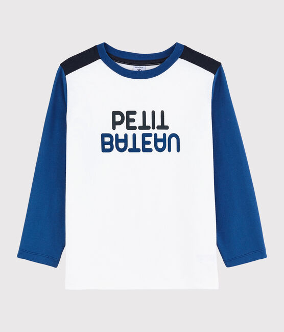 T-shirt in jersey bambino bianco MARSHMALLOW/blu MAJOR