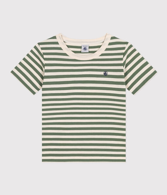T-shirt a righe in jersey leggero bambino verde CROCO/ AVALANCHE