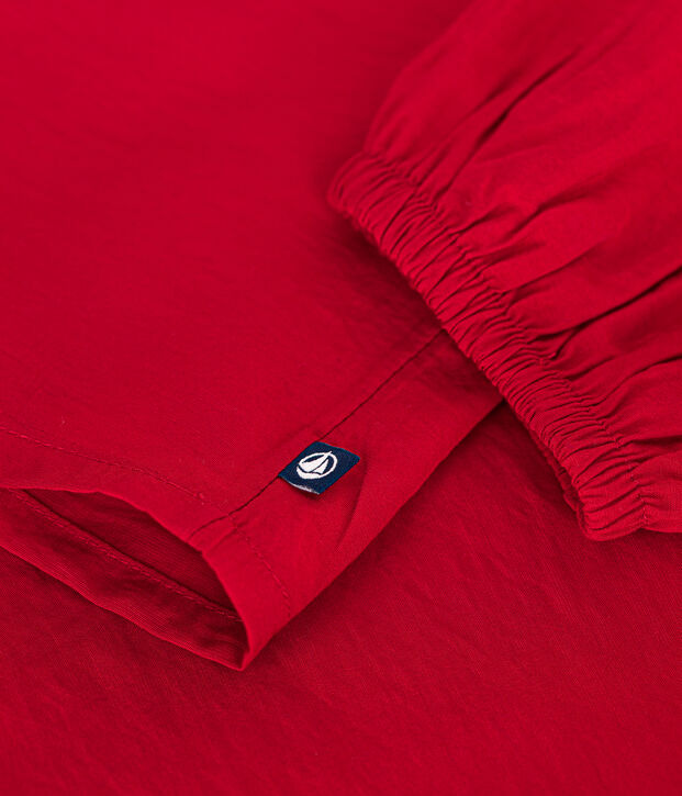 Blusa a maniche lunghe in tela bambina rosso