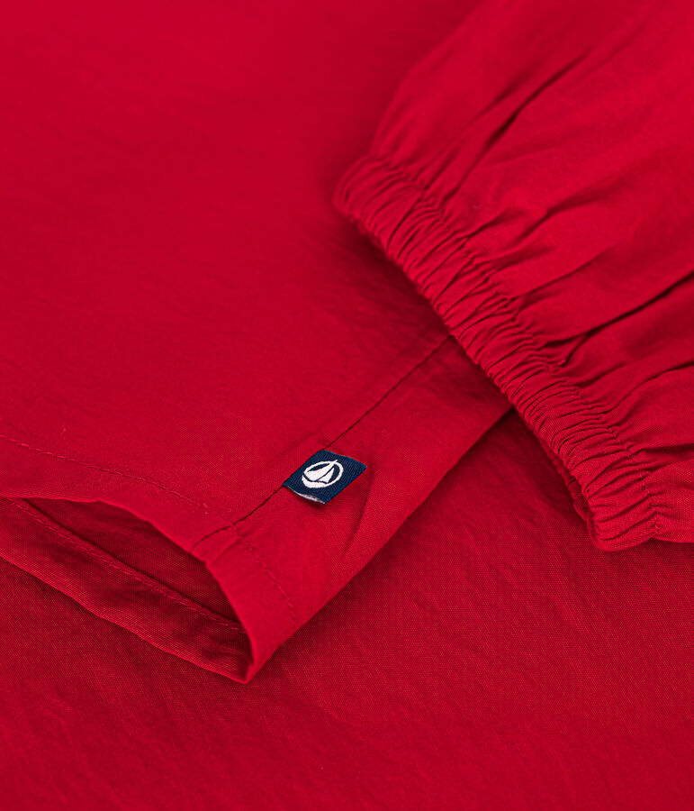 Blusa a maniche lunghe in tela bambina rosso