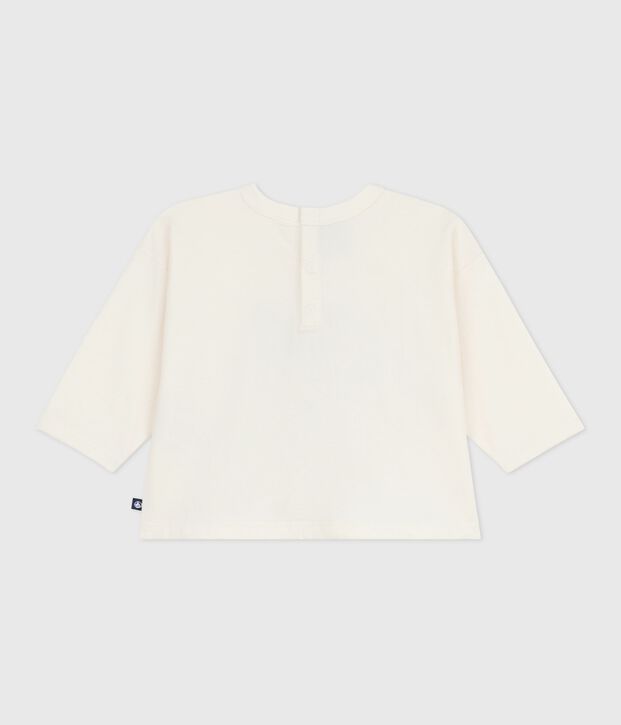 Maglietta a maniche lunghe in cotone per neonati ecru/multicolore