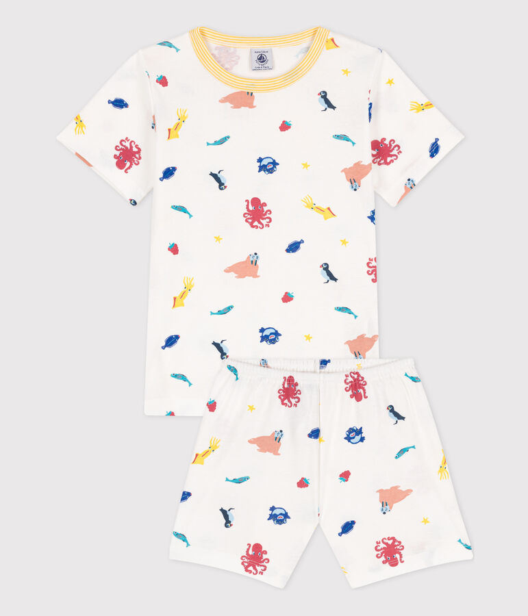 Pigiama bambino unisex in cotone fosforescente bianco/multicolore