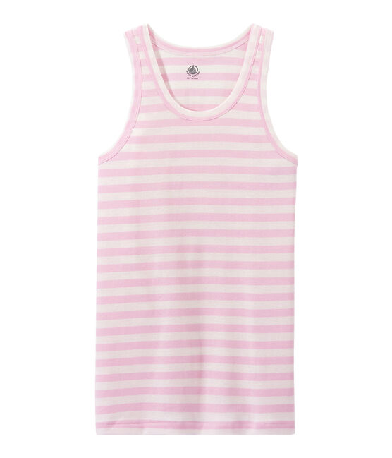 Canotta donna in costina originale 1x1 rosa BABYLONE/bianco MARSHMALLOW