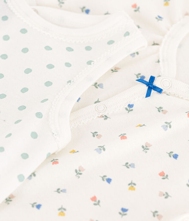 Set di 2 tutine corte beb&egrave; in cotone a fiori multicolore