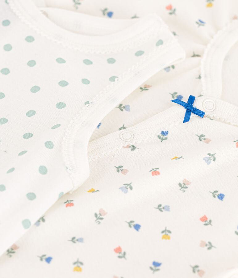 Set di 2 tutine corte beb&egrave; in cotone a fiori multicolore