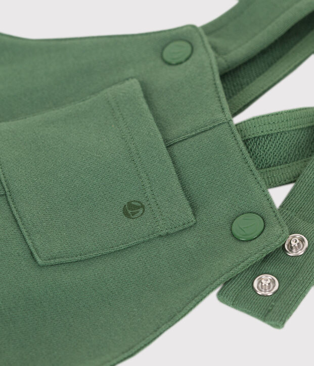 Salopette lunga in cotone tinta unita neonato verde