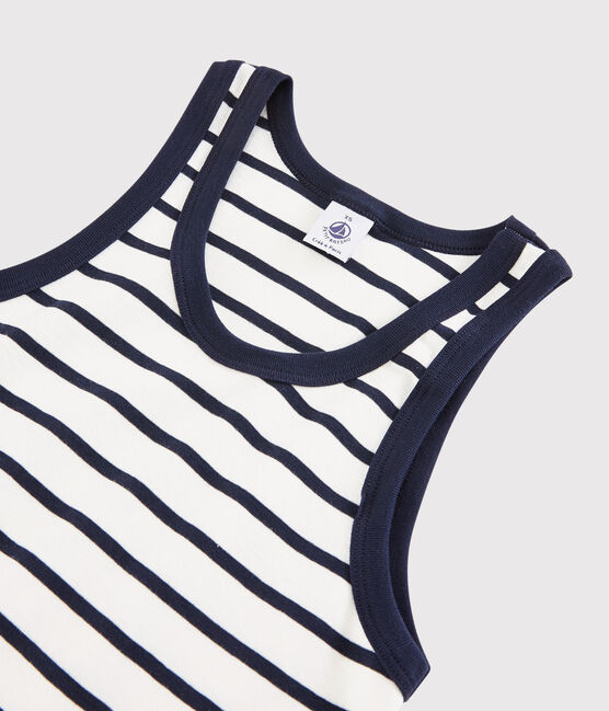 Canottiera iconica in cotone a righe Donna bianco MARSHMALLOW/blu SMOKING