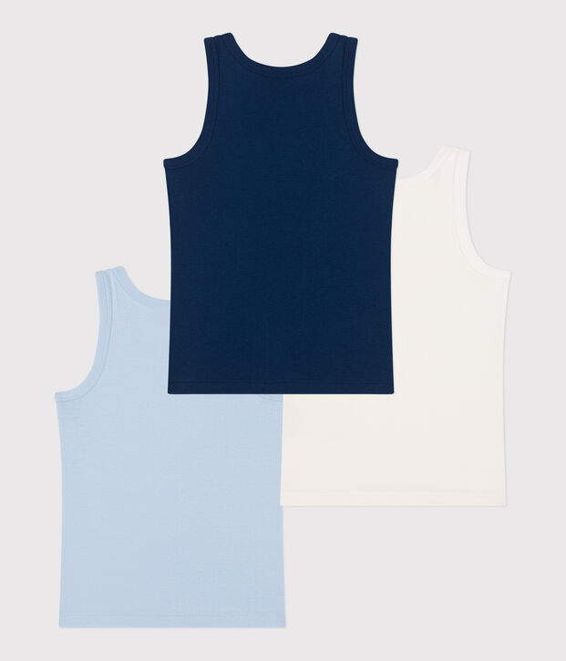 Set di 3 canotte in cotone tinta unita bambino multicolore