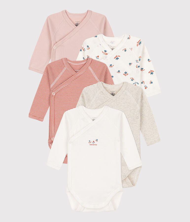 Confezione da 5 body manica lunga beb&egrave; in cotone multicolore