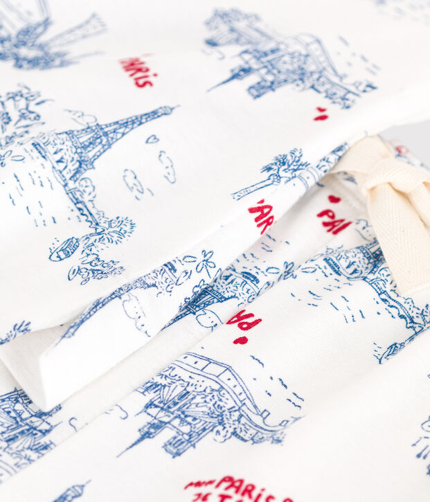Pigiama corto in cotone stampato Parigi donna bianco/multicolore