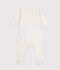 Tutina unisex in velluto/ciniglia con body integrato a tinta unita bianco