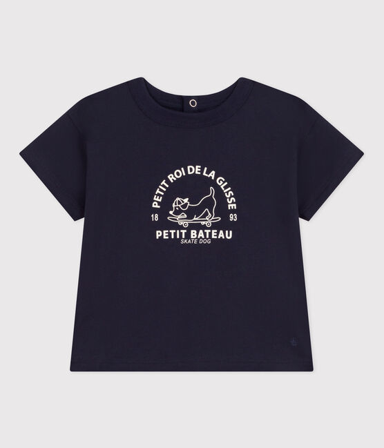 T-shirt a maniche corte in jersey leggero bebè blu SMOKING