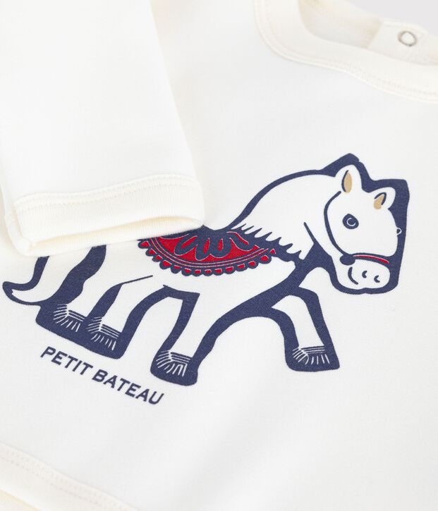 Felpa per neonati in morbido e caldo cotone ecru/multicolore