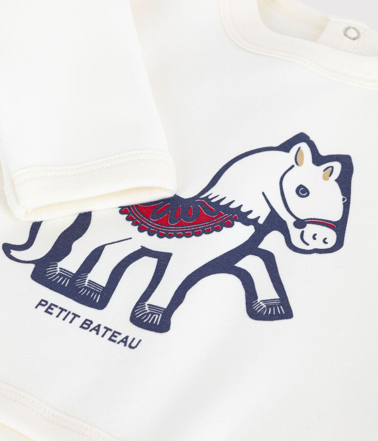 Felpa per neonati in morbido e caldo cotone ecru/multicolore