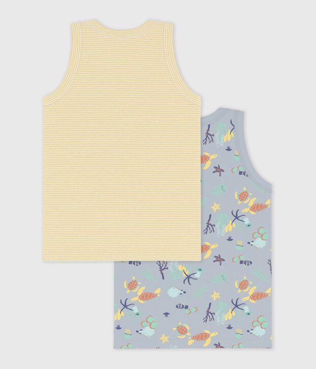 Set di canotte in cotone con stampa fosforescente bambino multicolore