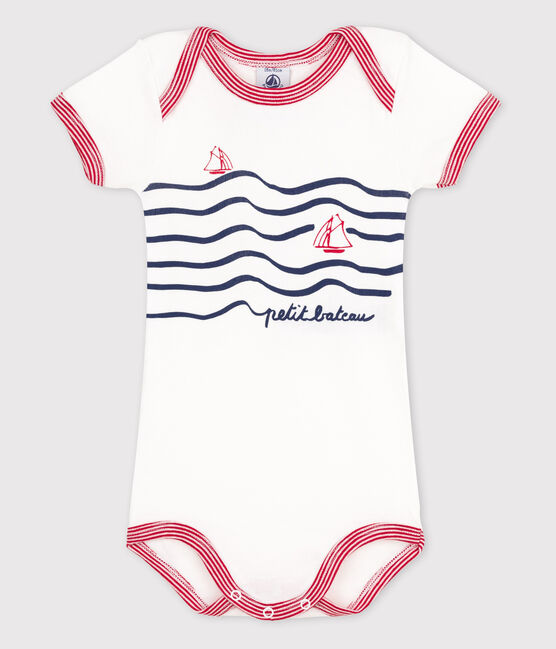 Body manica corta bebè bambina bianco ECUME/rosso TERKUIT