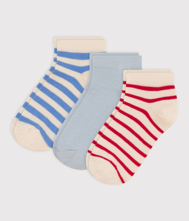 Confezione da 3 paia di calzini a righe in jersey di cotone bambini multicolore