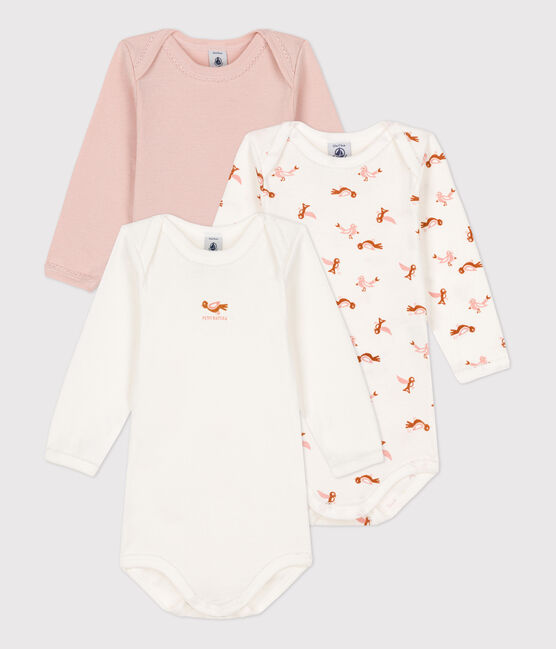 Confezione da 3 body a maniche lunghe fantasia uccellini bebè in cotone variante 1