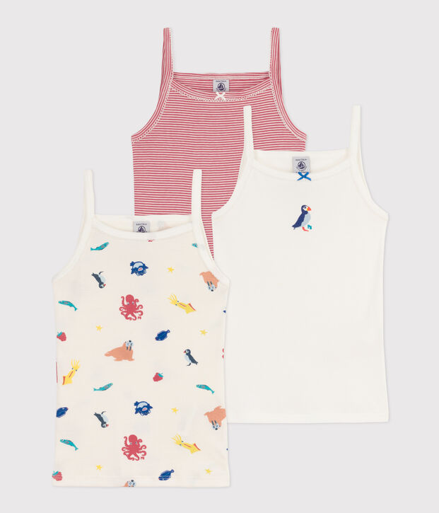 Set di 2 canottiere con spalline bambina cotone multicolore