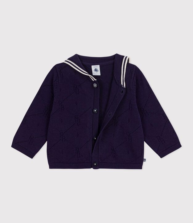 Cardigan con colletto alla marinara in cotone traforato neonato SOIR