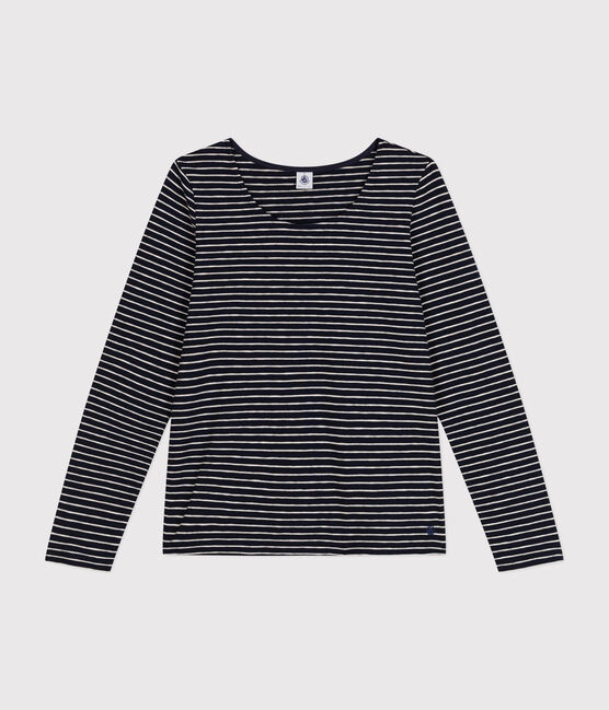 T-shirt Regular a maniche lunghe con scollo rotondo in jersey flammé donna SMOKING/ MONTELIMAR