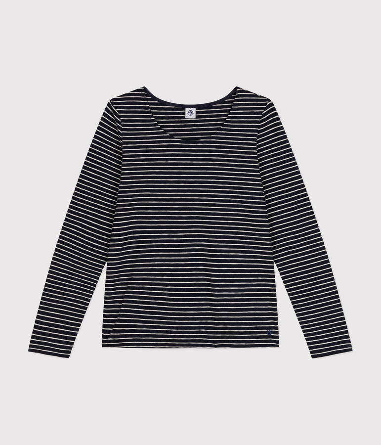 T-shirt Regular a maniche lunghe con scollo rotondo in jersey flamm&eacute; donna SMOKING/ MONTELIMAR