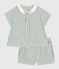 Set neonato due pezzi in cotone composto da blusa e shorts a quadretti vichy. blu PAUL/bianco MARSHMALLOW