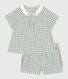 Set neonato due pezzi in cotone composto da blusa e shorts a quadretti vichy.