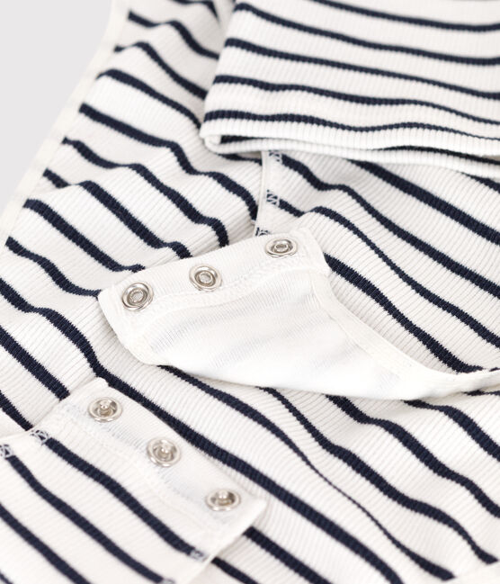Body in cotone ed elastan a righe donna bianco MARSHMALLOW/blu SMOKING