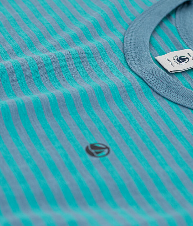 T-shirt a righe in cotone bambino blu/verde