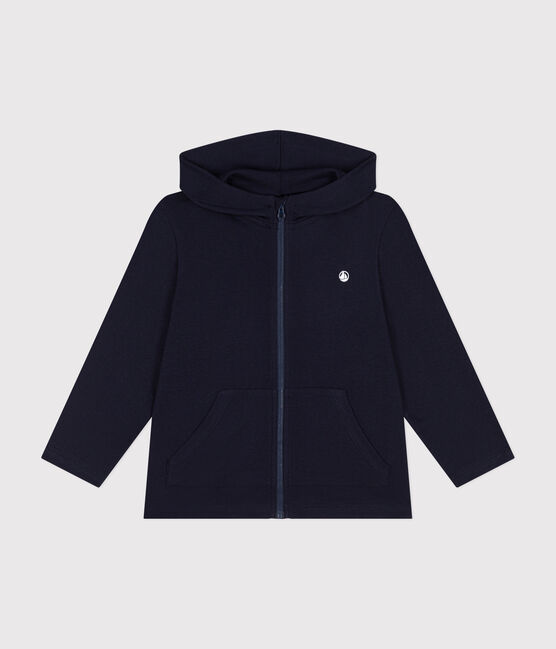Felpa con zip e cappuccio a costina bambino blu SMOKING