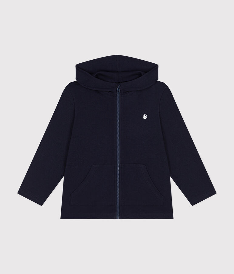 Felpa con zip e cappuccio a costina bambino blu