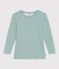 T-shirt bambino unisex a maniche lunghe in lana e cotone verde PAUL