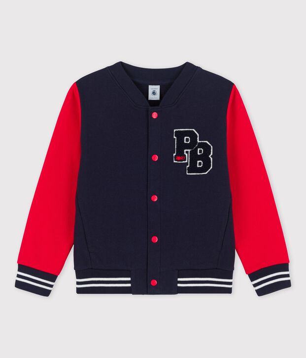 Cardigan teddy in molleton bambina/bambino rosso/blu