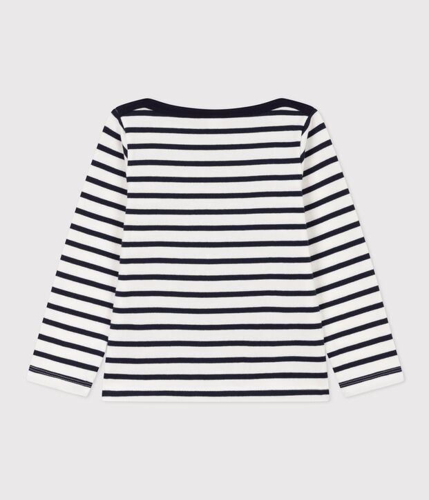 Marini&egrave;re bambina in cotone spesso con serigrafia bianco/blu