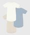 Set 3 body a maniche corte in cotone tinta unita neonato multicolore