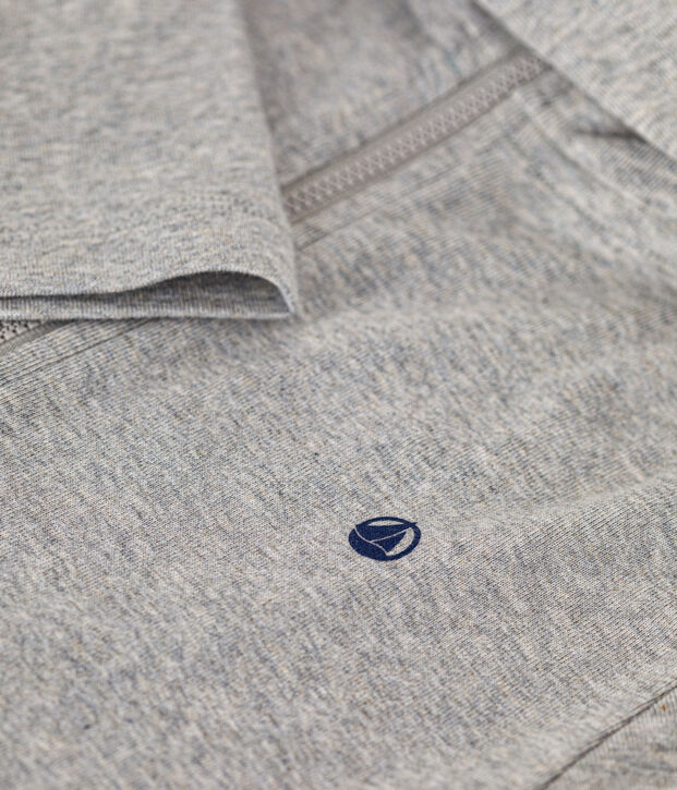 Felpa con zip e cappuccio a costina bambino grigio