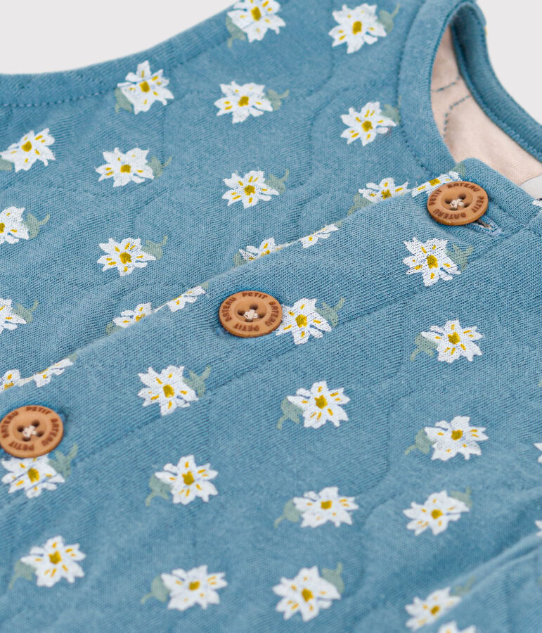 Tutina a maniche lunghe in tubique trapuntato con stampa per beb&egrave; blu/multicolore