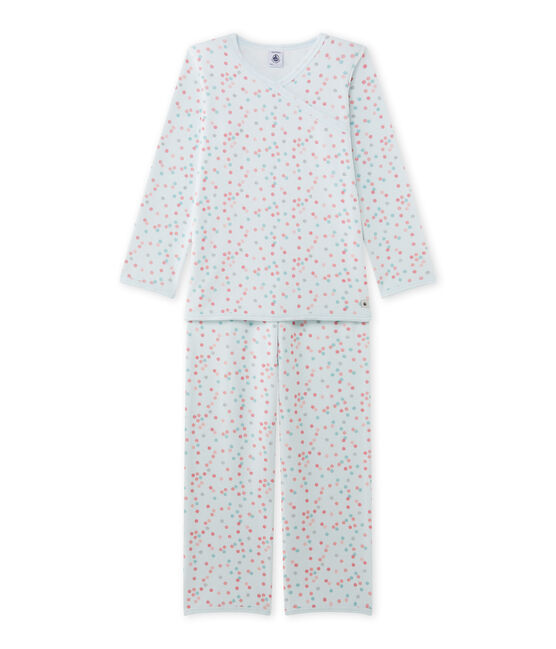 Pigiama per bambina in ciniglia blu BOCAL/bianco MULTICO