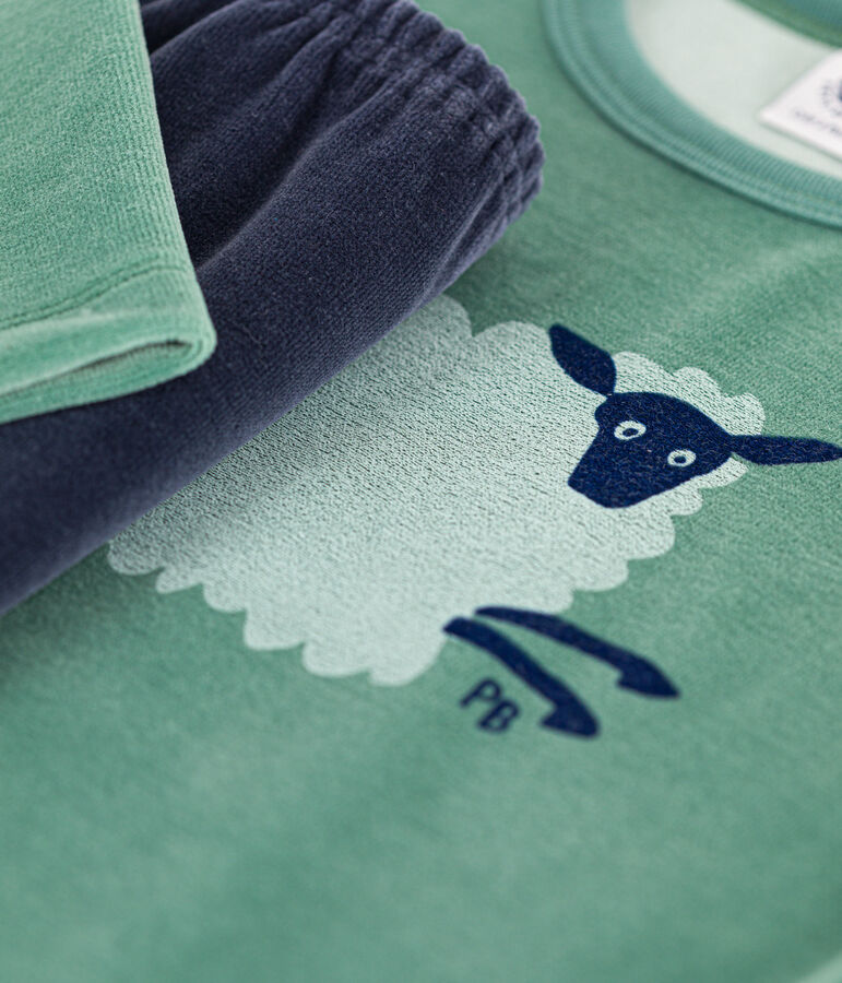 Pigiama bambino in ciniglia verde/multicolore