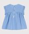 Blusa a manica corta bebè in cotone biologico blu BRASIER/grigio MARSHMALLOW