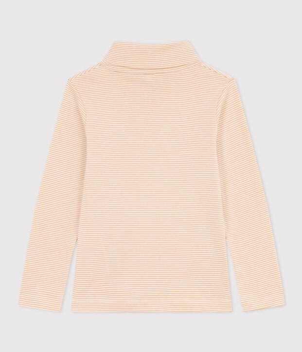 Dolcevita a righe in cotone bambino unisex beige/bianco