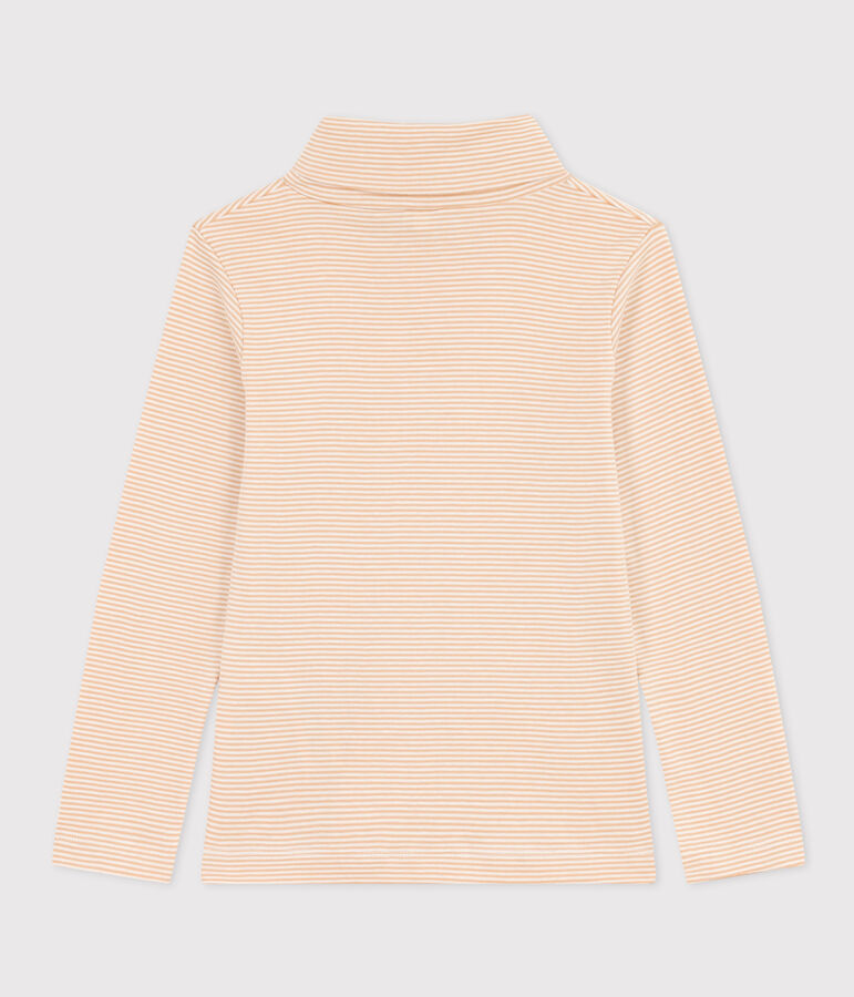 Dolcevita a righe in cotone bambino unisex beige/bianco