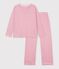 Pigiama con gamba dritta in cotone a righe donna rosa/bianco